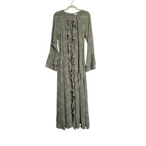 The Drop Green Floral Ruffle Maxi Dress Boho Romantic Size Medium